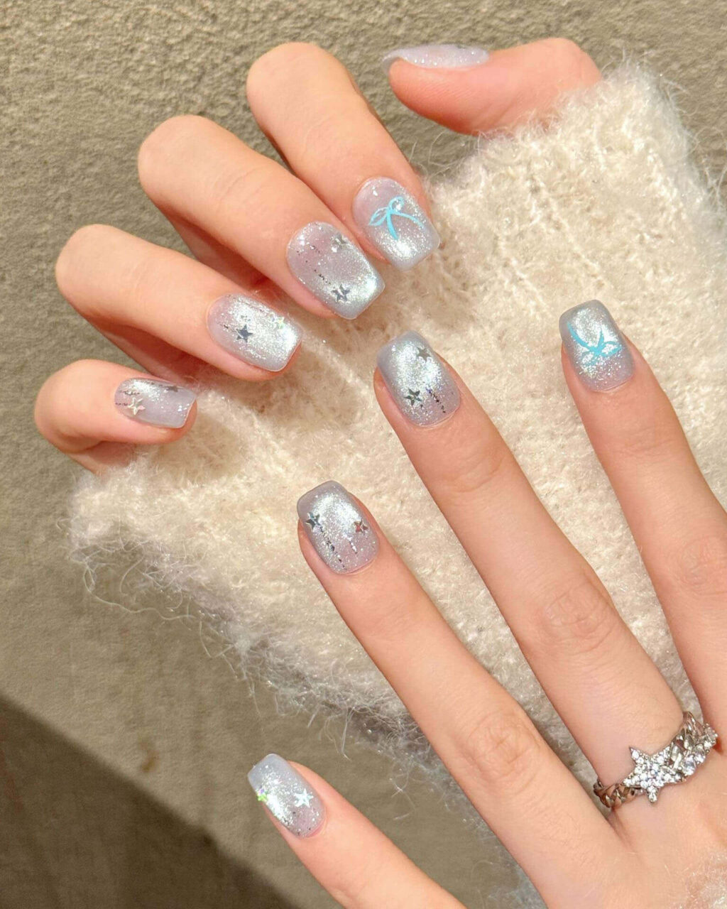 Alternative view of Blue Cat Eye Acrylic Nails Wholesale