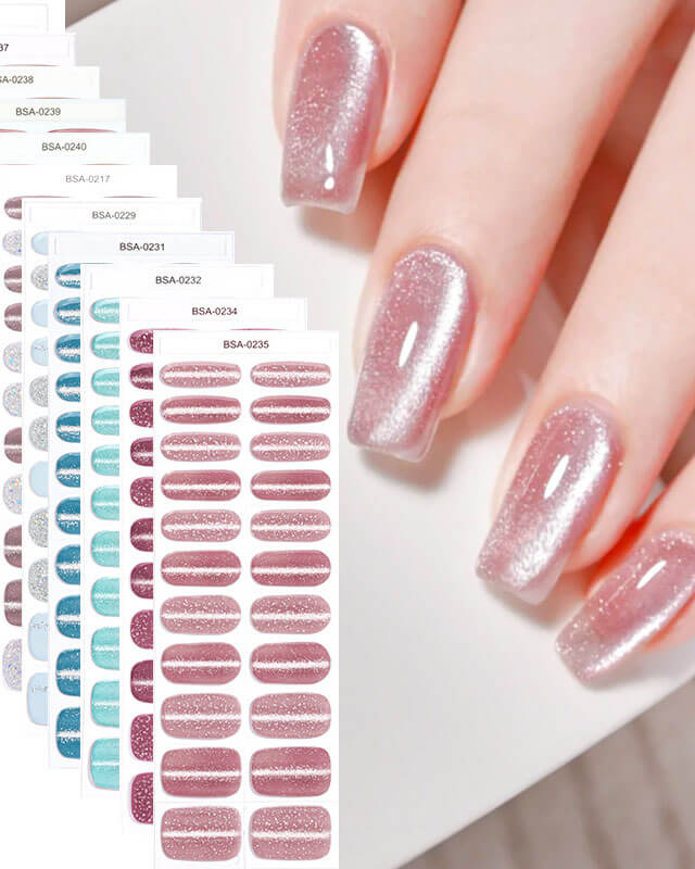 Glitter Cat Eye Nail Polish Gel Strips Nail Stickers Wholesale