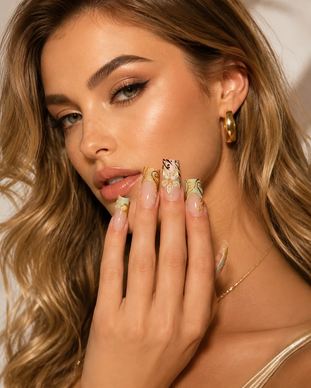 Alternative view of 3D Flower & Moon & Starburst Luxury False Nails