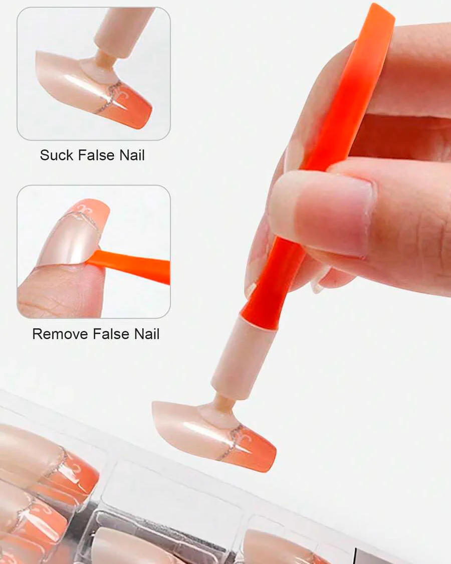 2-in-1 Orange Nail Art Tools Nail Suction Cup