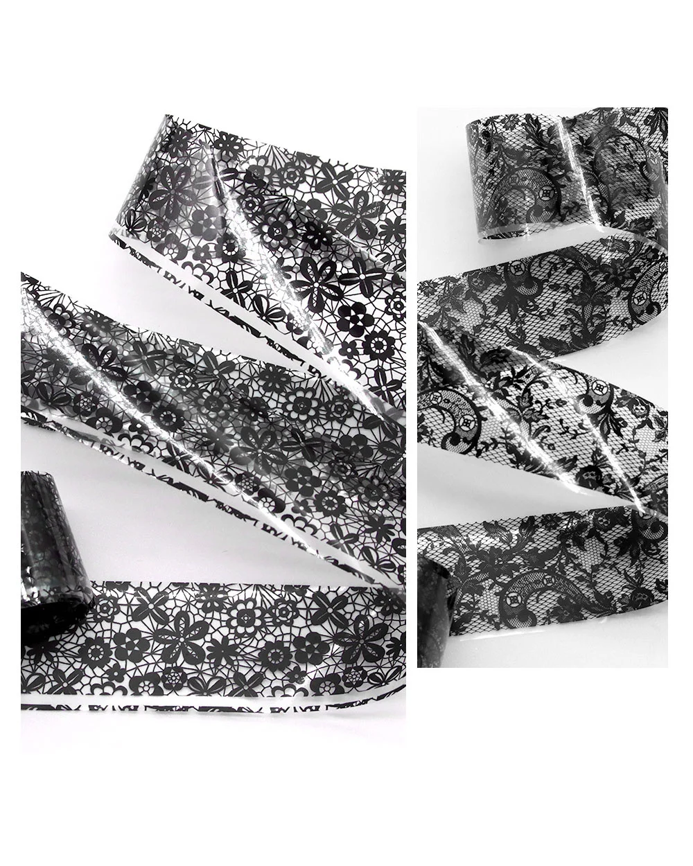 10 Gird White & Black Lace Nail Foil Transfer Sticker - Image 8