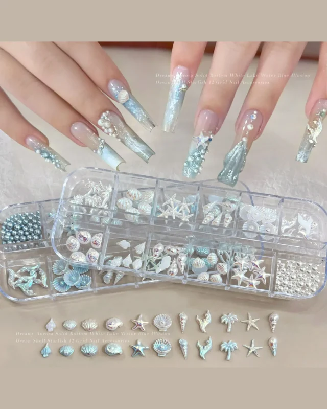 12 Gild Beach Theme Shell Star Nail Charms Decor