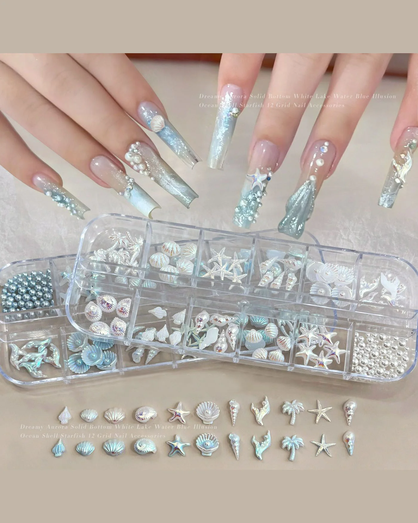 12 Gild Beach Theme Shell Star Nail Charms Decor