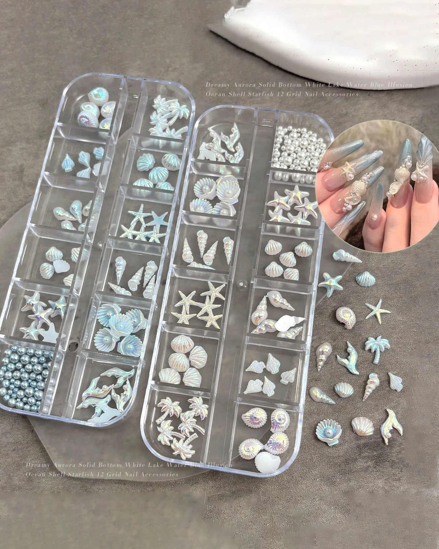 12 Gild Beach Theme Shell Star Nail Charms Decor - Image 3