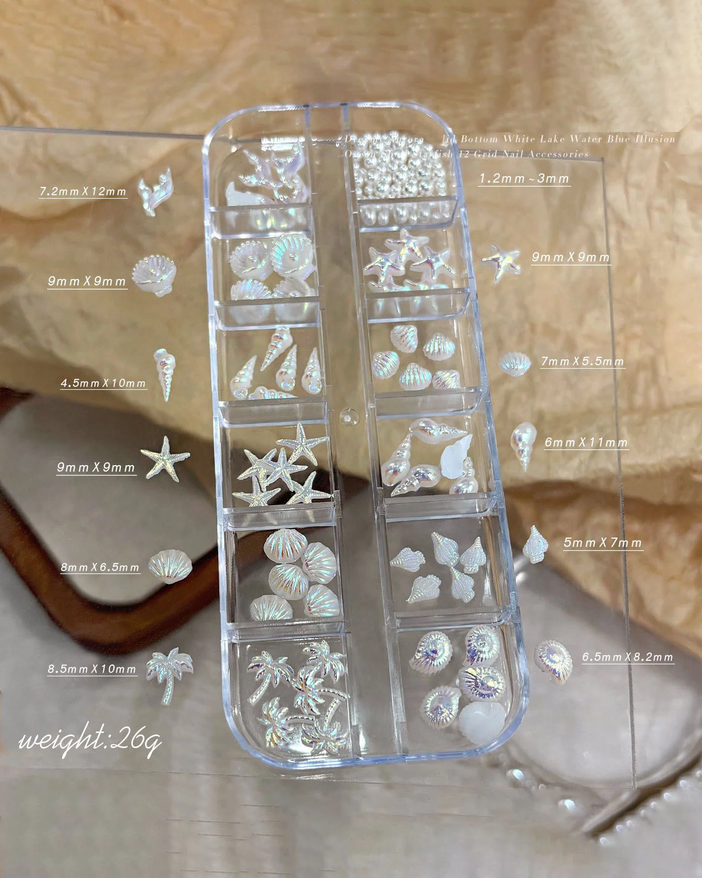 12 Gild Beach Theme Shell Star Nail Charms Decor - Image 5