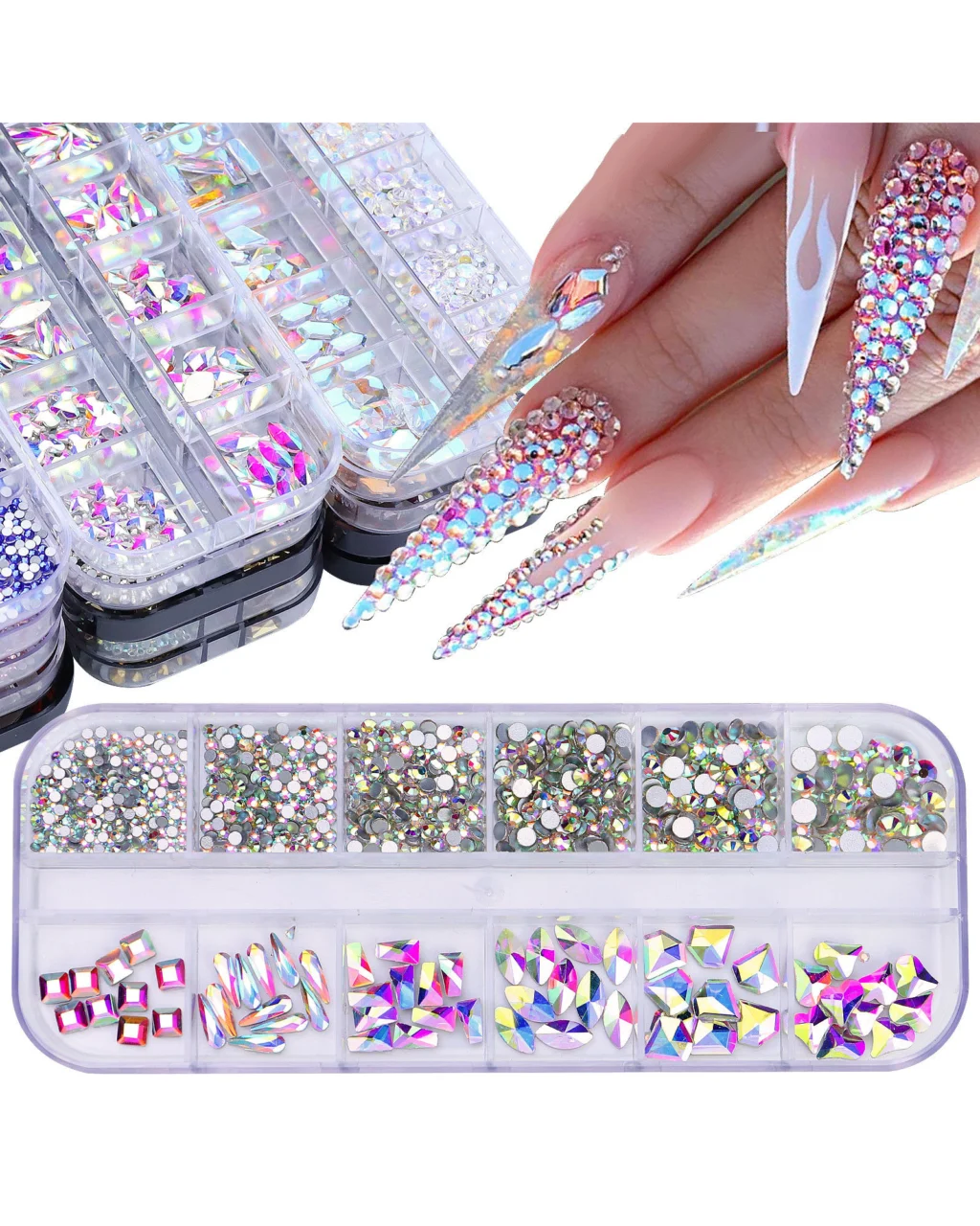 12 Gird Sparkle AB Flatback Rhinestones Bulk