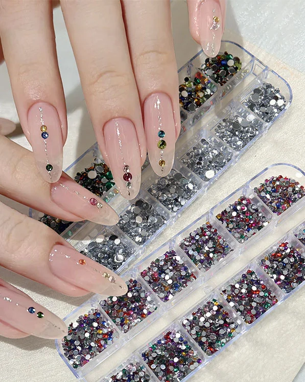 Alternative view of 12 Gird Sparkle Flat Back Round Rhinestones for Nail Art