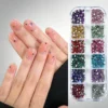 12 Gird Sparkle Flat Back Round Rhinestones for Nail Art