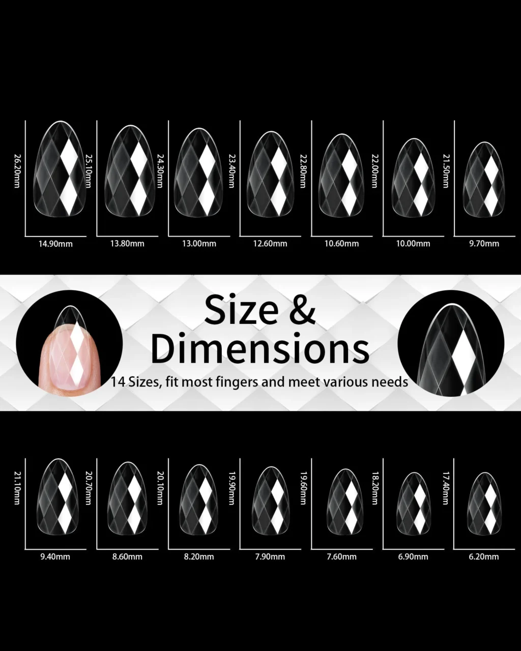 Alternative view of 120/140Pcs 3D Diamond Flexible Nail Tips