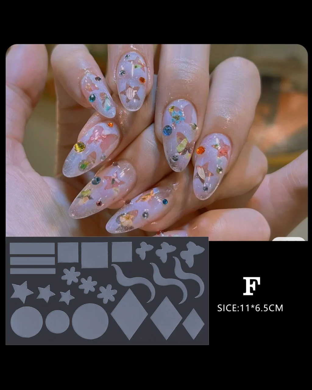 Alternative view of 12Pcs Per Sheet Reusable French Manicure Nail Stencils