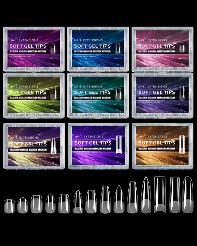 240Pcs Half Matte Clear Soft Gel Nail Extensions