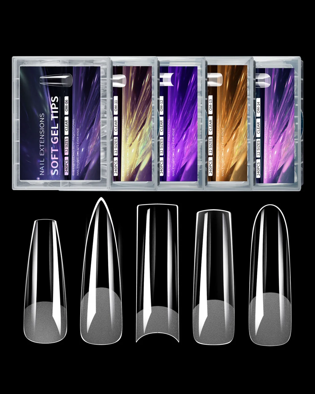 240pcs Full Cover Soft Gel Tips XXL