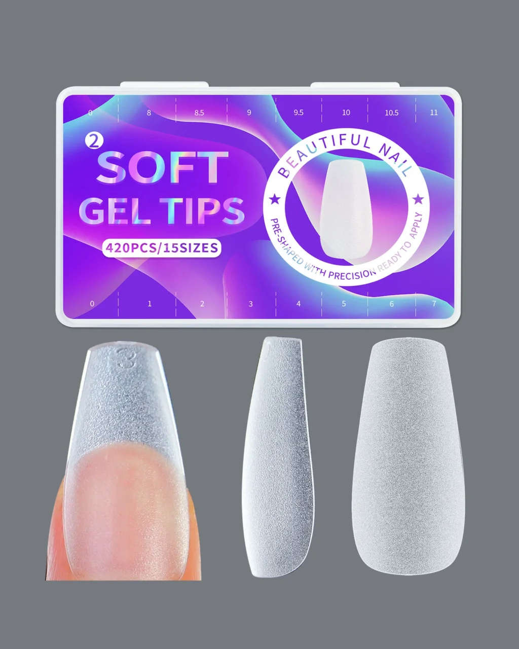 420Pcs Traceless Clear Matte Gel Nails Short