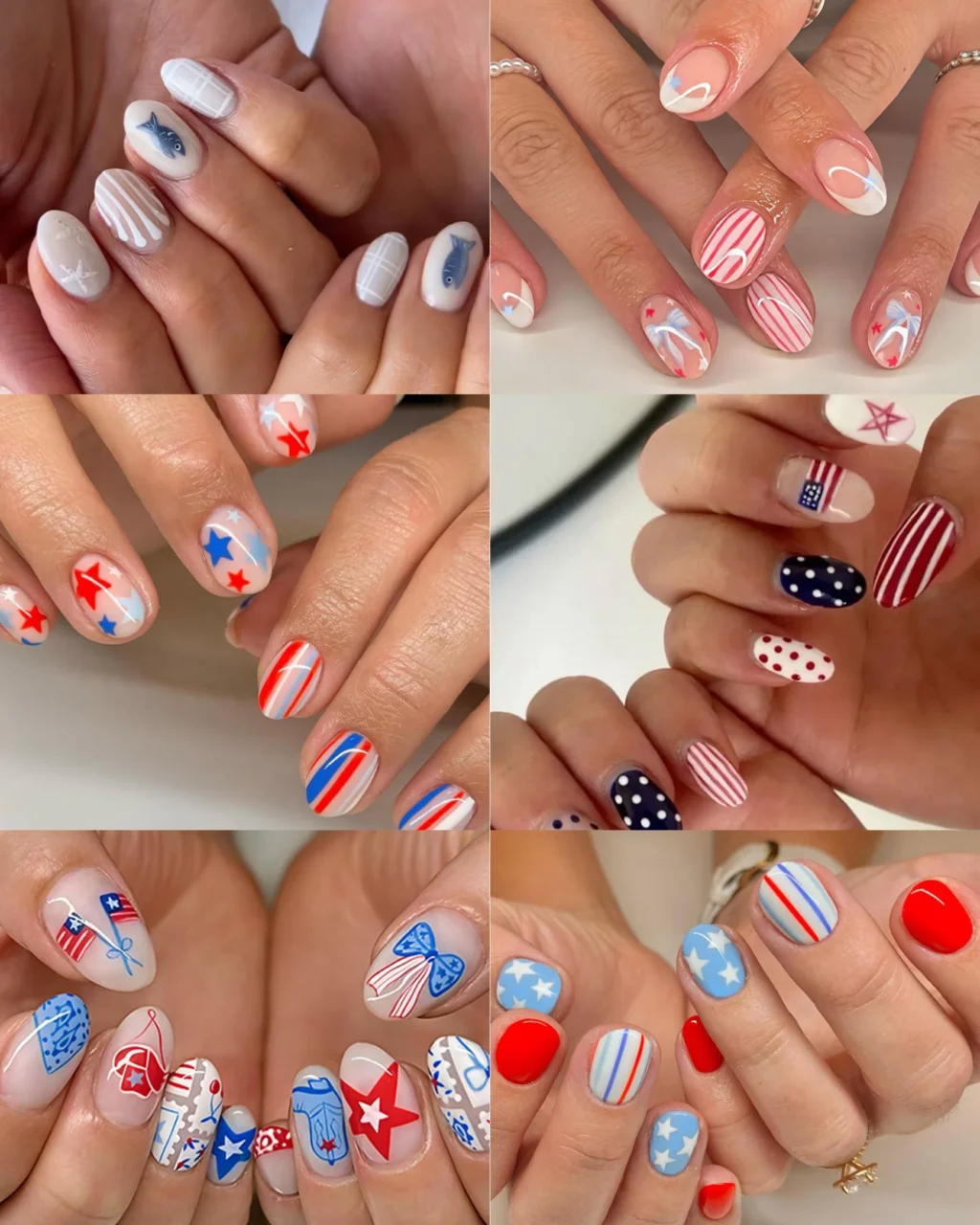 4th of July Press on Nails Oval Bulk