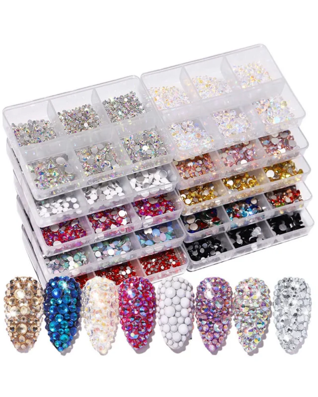 12 Gird Sparkle AB Flatback Rhinestones Bulk