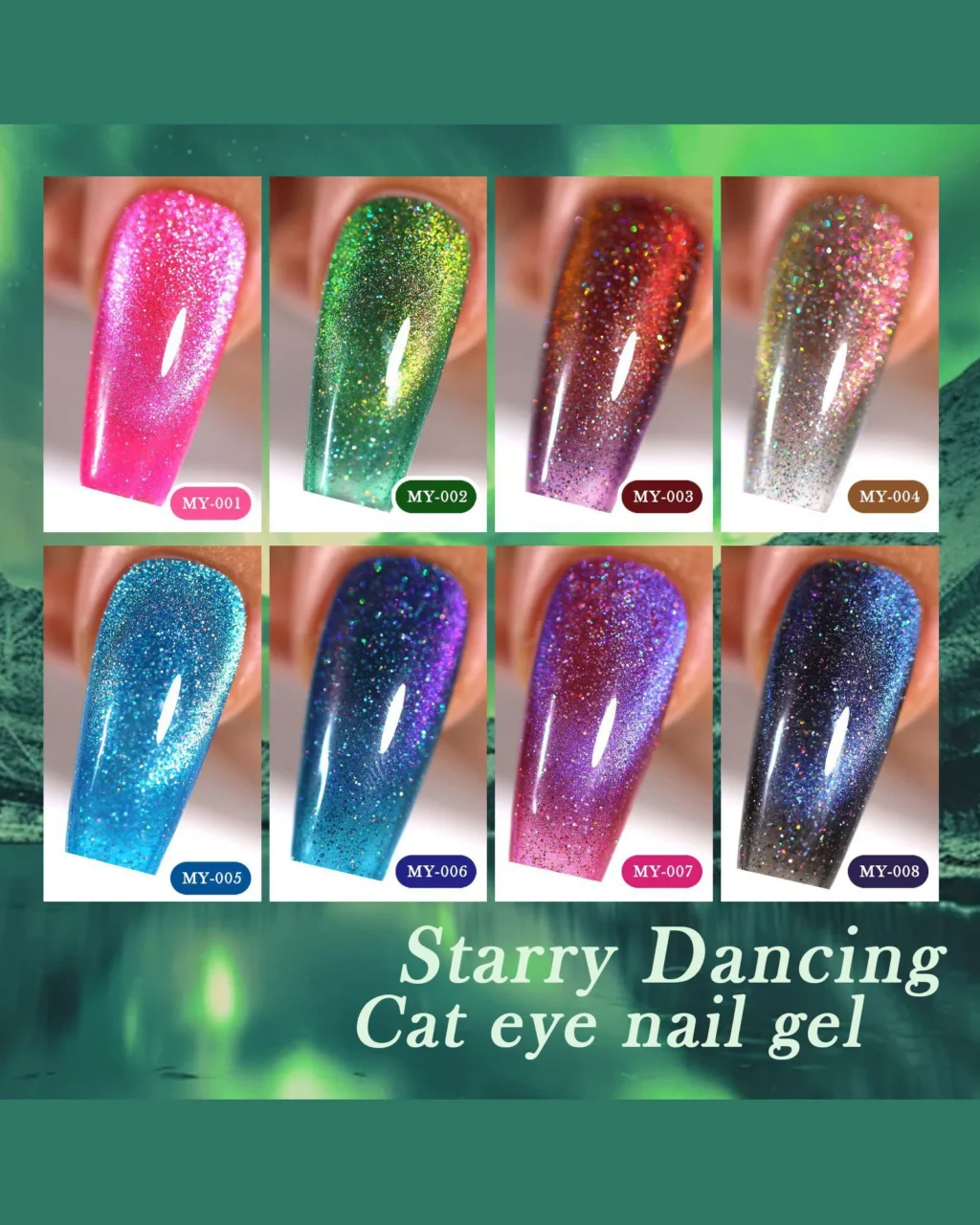 Alternative view of 8 Types Starry Dancing Cat Eye Gel Nail Polish