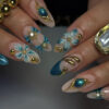 Luxury False Nails Long Almond Cyan
