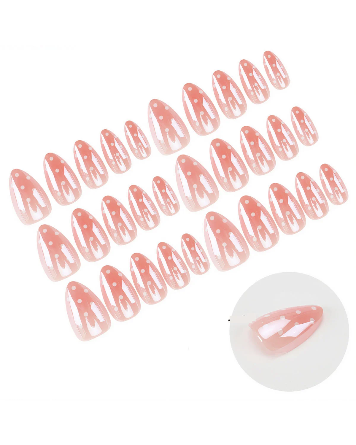 Minimalist Nude Polka Dot Almond Nails Wholesale - Image 7
