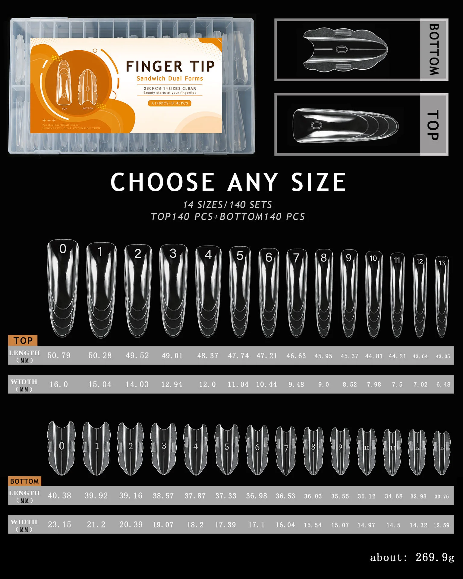 Premium Finger Tip Sandwich Dual Forms for Nails