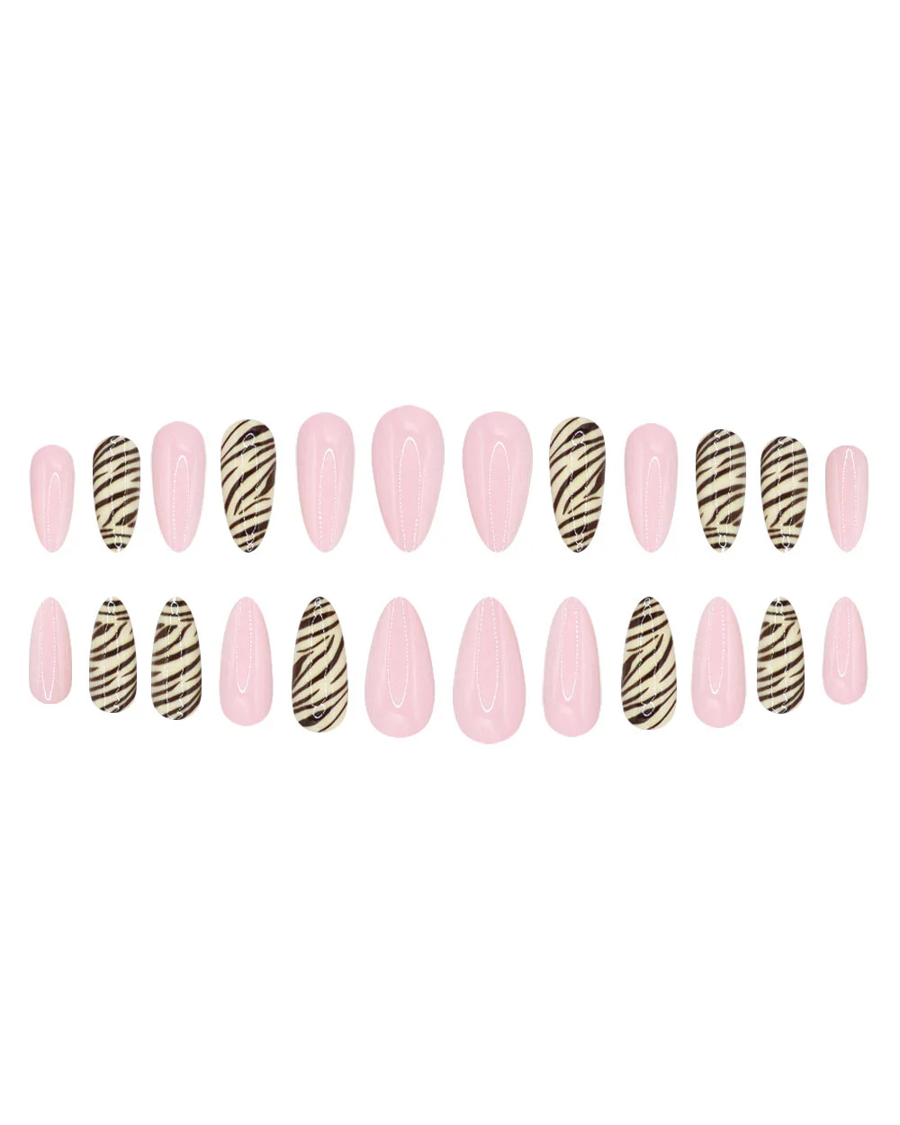 Simple Zebra Print Almond Nails Medium - Image 3