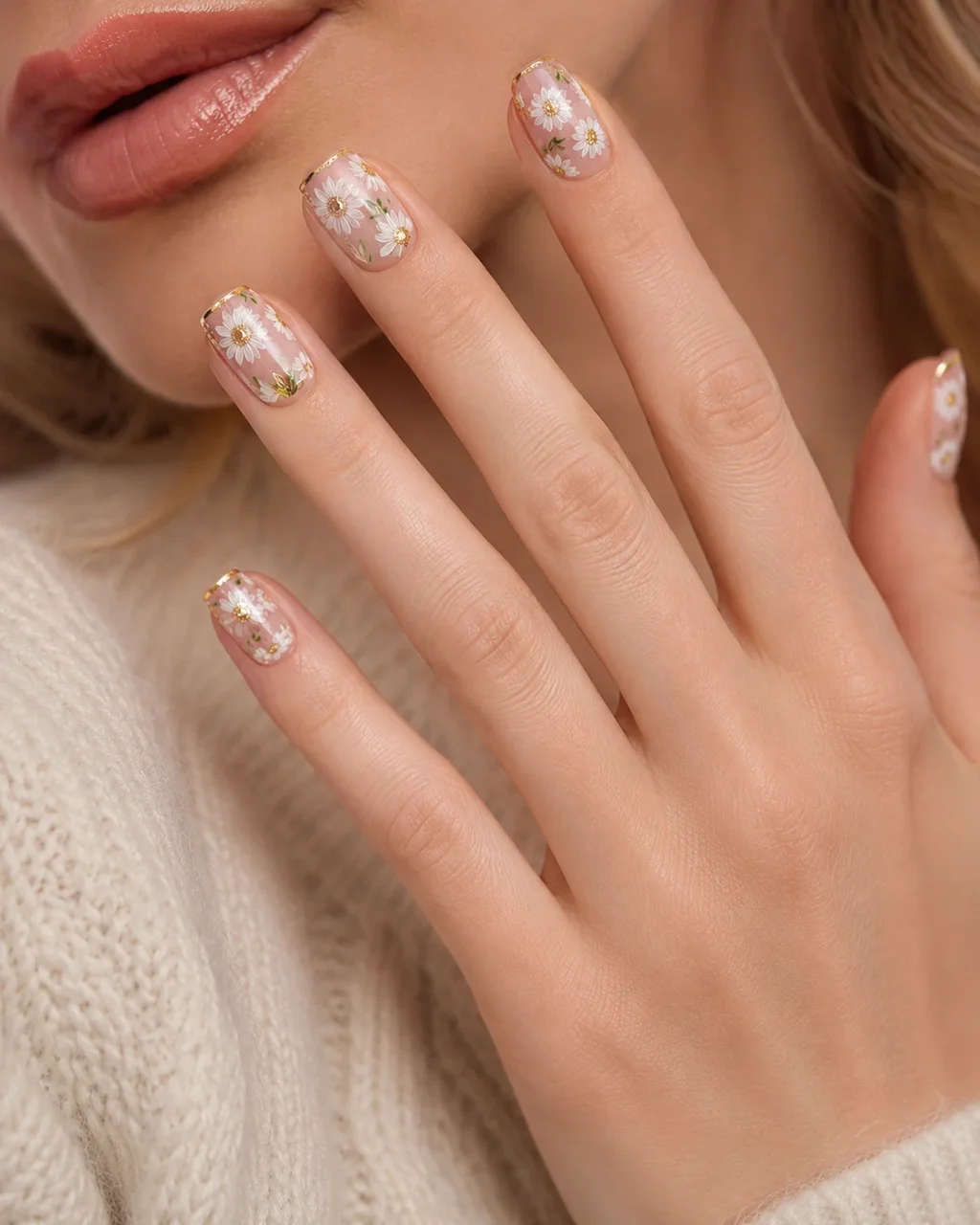 24Pcs Elegant Short White Big Flower Nails Bulk - Image 6