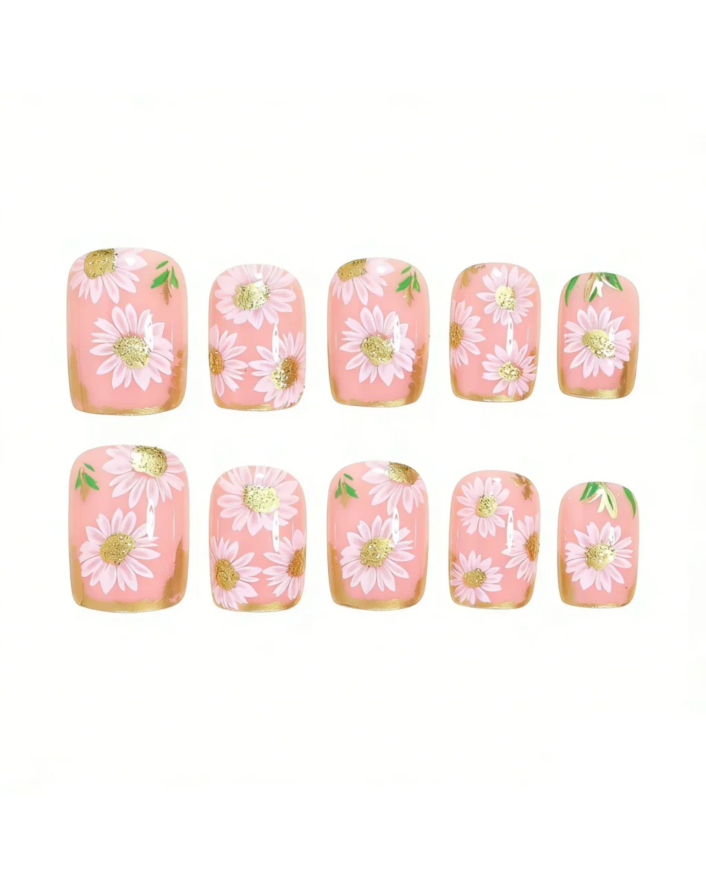 24Pcs Elegant Short White Big Flower Nails Bulk - Image 5
