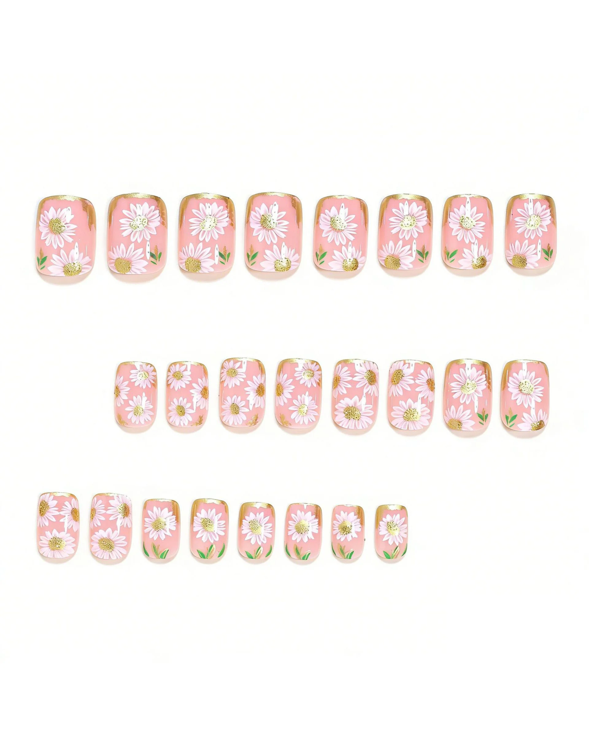 24Pcs Elegant Short White Big Flower Nails Bulk - Image 4