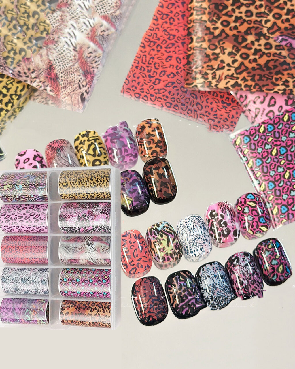 10 Gird Leopard Print Nail Foil Set