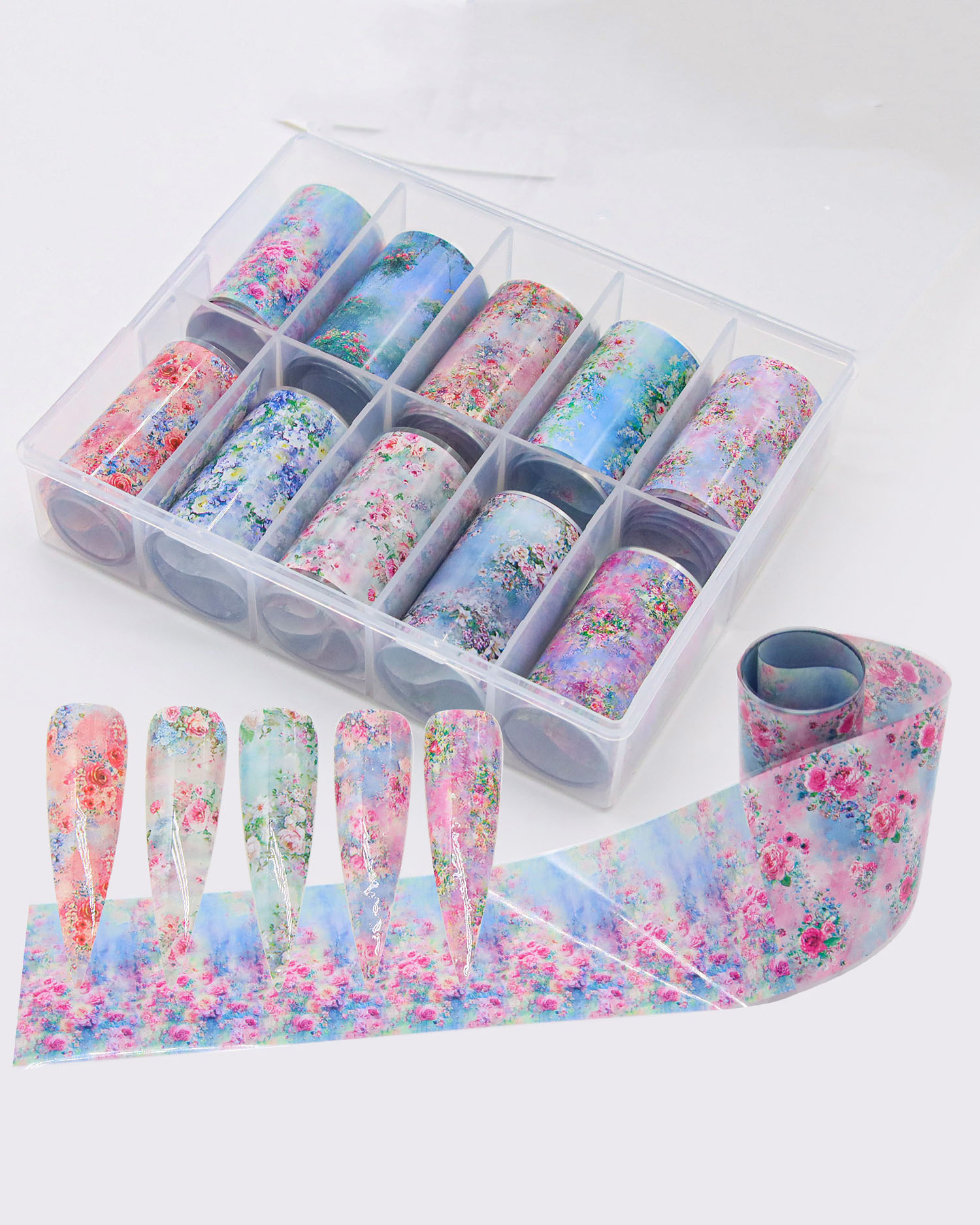 10Pcs Set Flower Nail Transfer Foil - Image 11