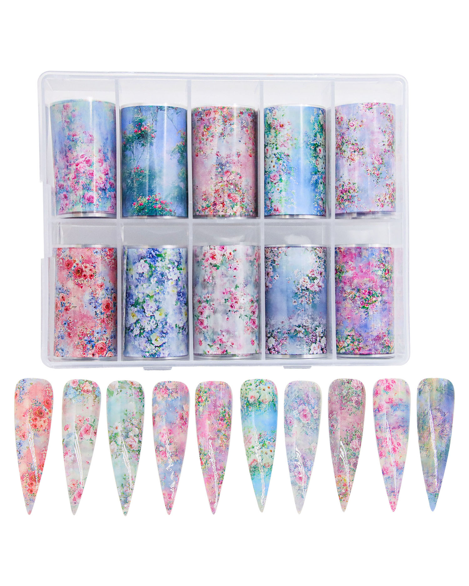 10Pcs Set Flower Nail Transfer Foil - Image 7