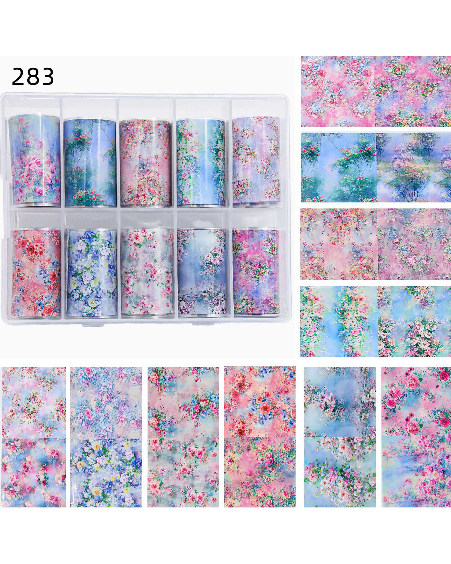 10Pcs Set Flower Nail Transfer Foil - Image 3