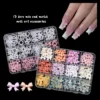 12 Gird Colorful Pearl Heart Bow Charms for Nails
