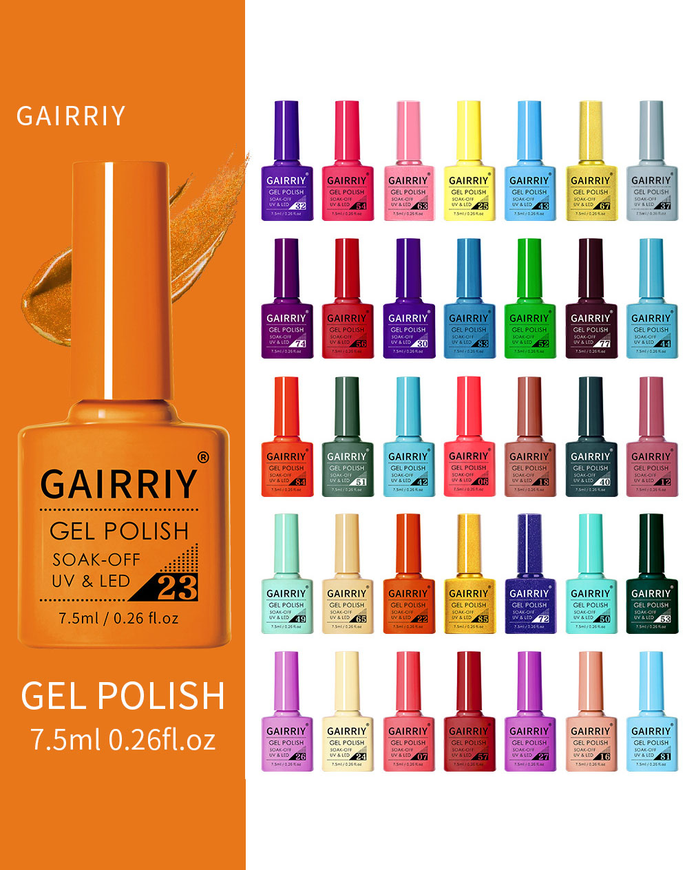 7.5ml Solid Colors Gel Polish for Nails Bulk