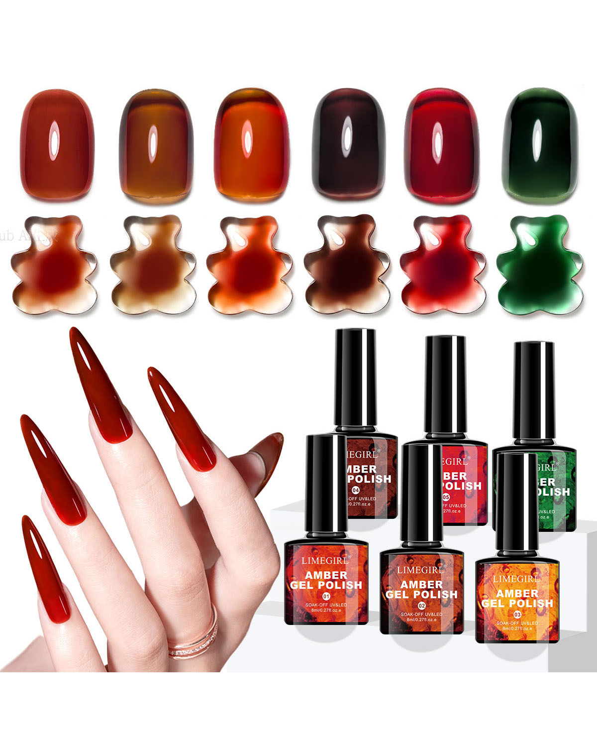 Amber Gel Polish Soak-off Cured UV & Lamp