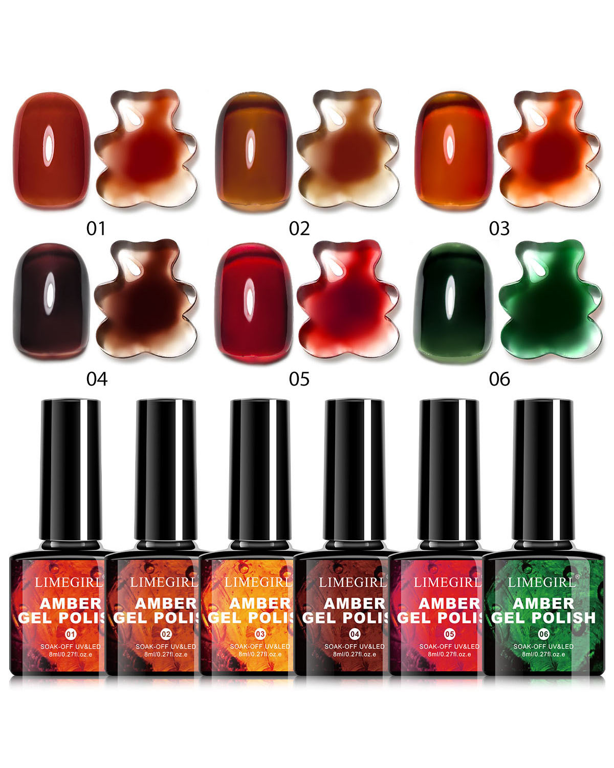Amber Gel Polish Soak-off Cured UV & Lamp