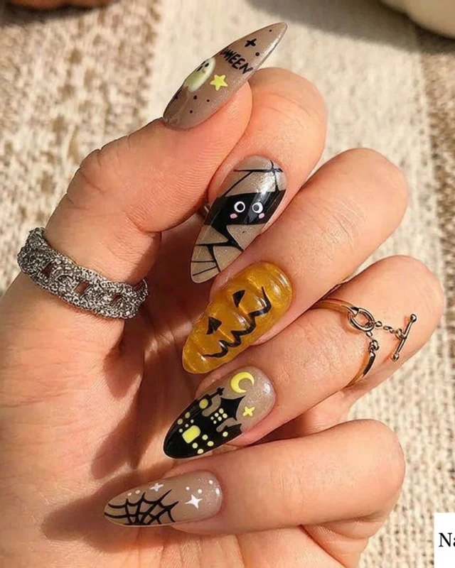 Cute Halloween Ghost Nails Almond Bulk