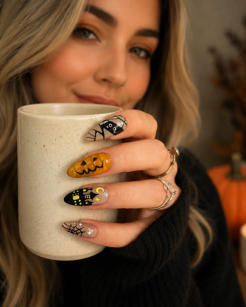 Cute Halloween Ghost Nails Almond Bulk - Image 3