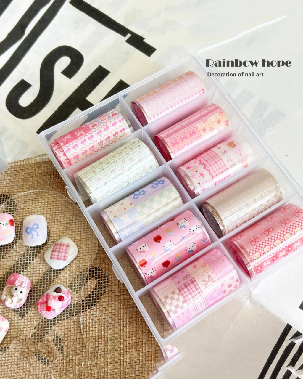 Alternative view of Cute Pink Nail Foil Transfer Sheets Bulk