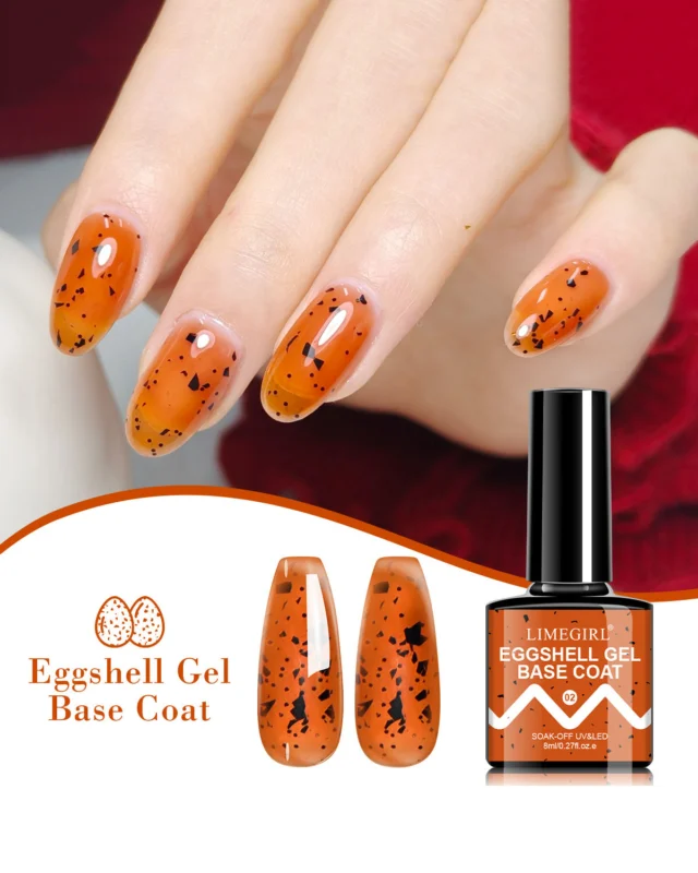 Eggshell Gel Nail Polish Base Coat Bulk Amber Orange