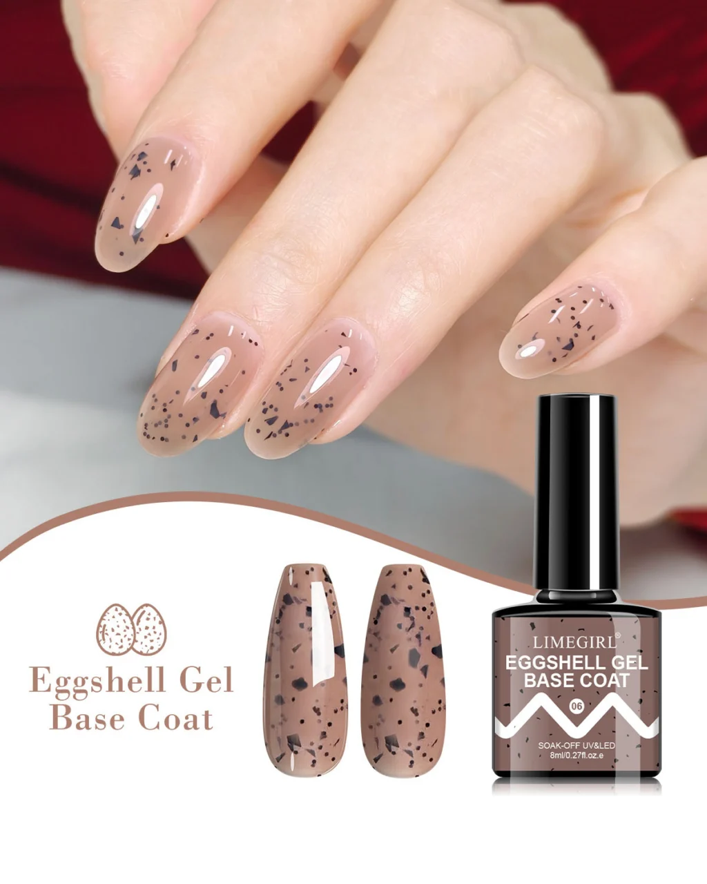 Eggshell Gel Nail Polish Base Coat Bulk Dark Brown
