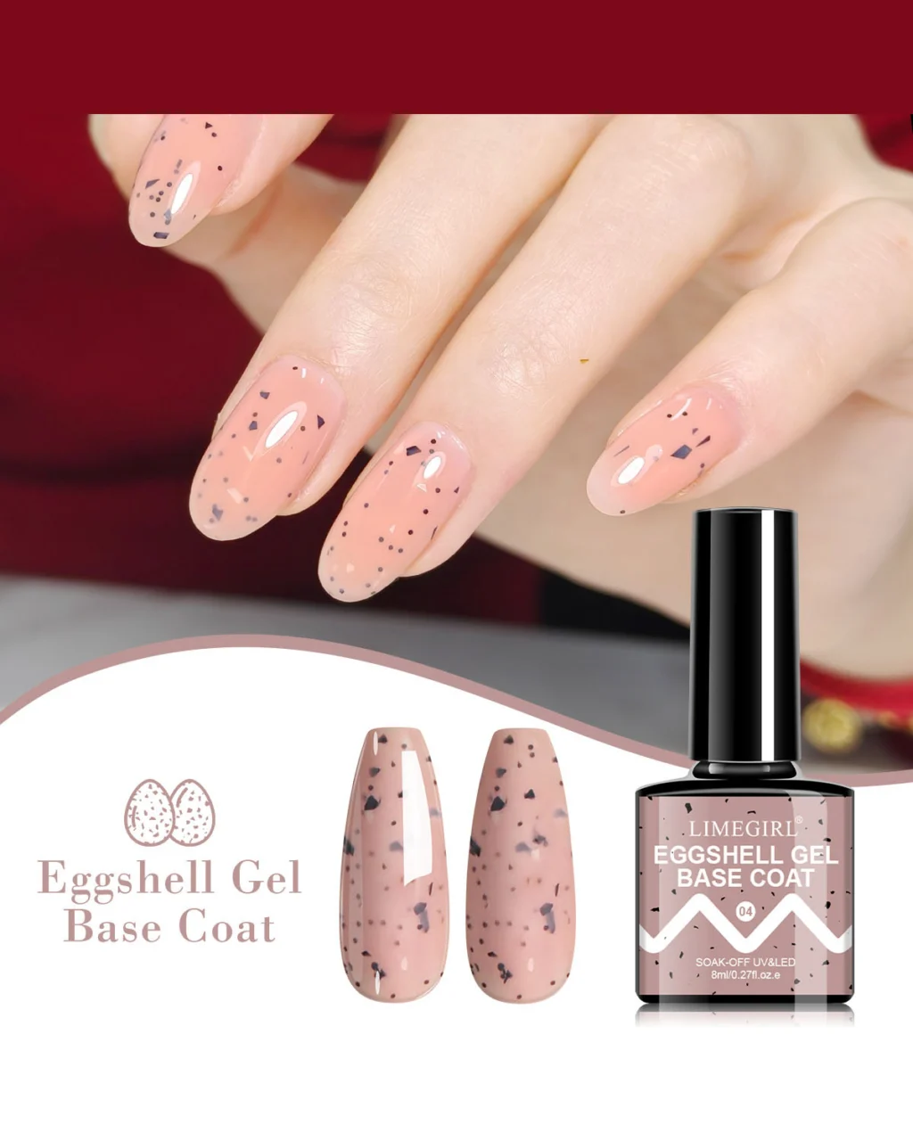 Eggshell Gel Nail Polish Base Coat Bulk Dark Pink