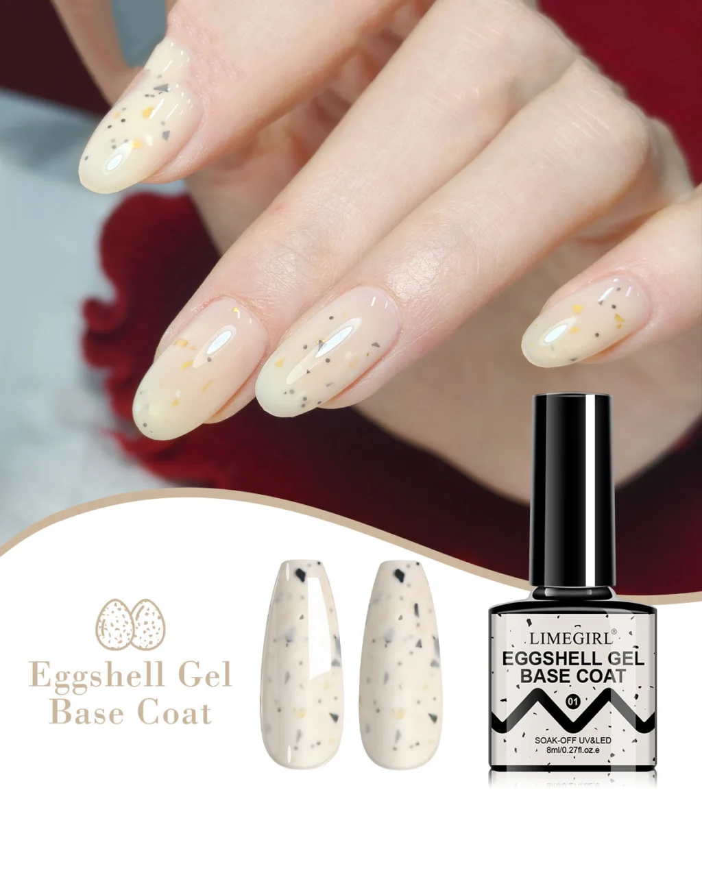 Eggshell Gel Nail Polish Base Coat Bulk Off White