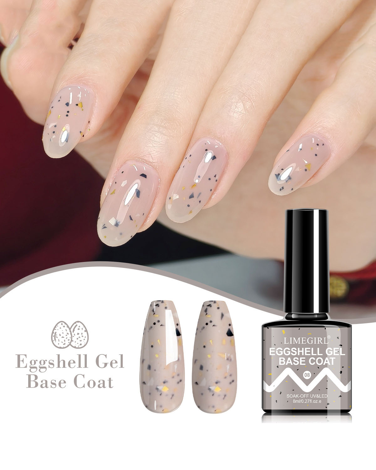 Light Grey Eggshell Gel Nail Polish Base Coat Bulk