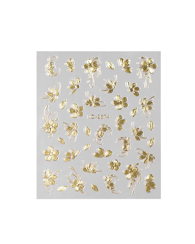 Alternative view of Floral Bloom Gold Foil Nail Stickers