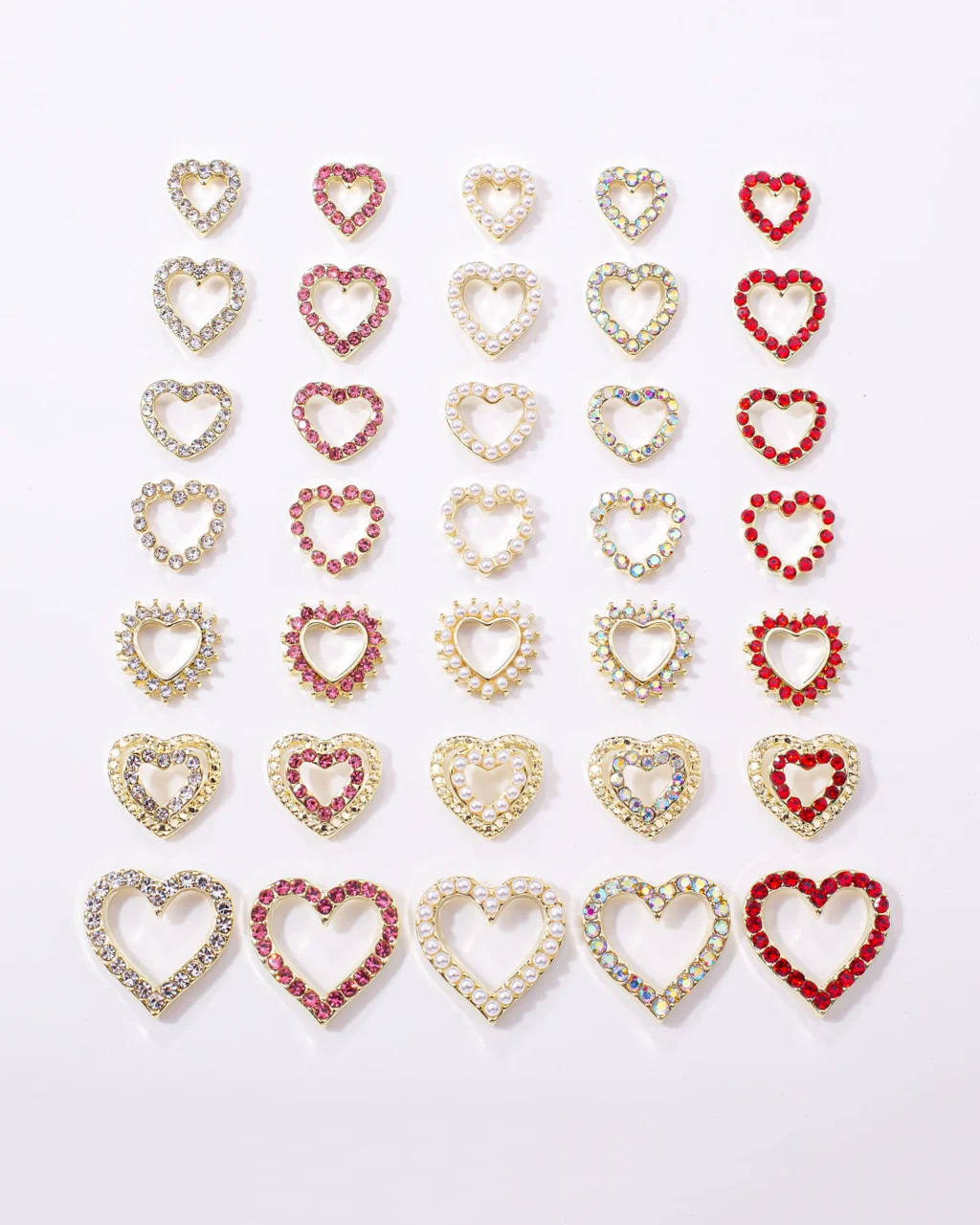 Alternative view of Hollowed CZ Heart Charms for Nails