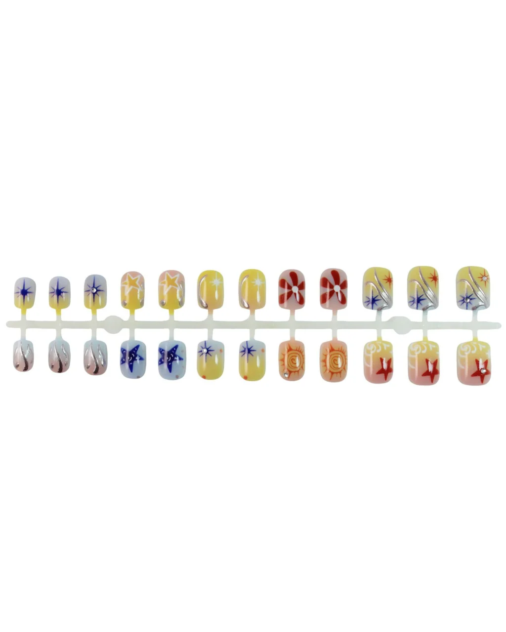 Orange & Blue Star Fake Nails for Guys - Image 5