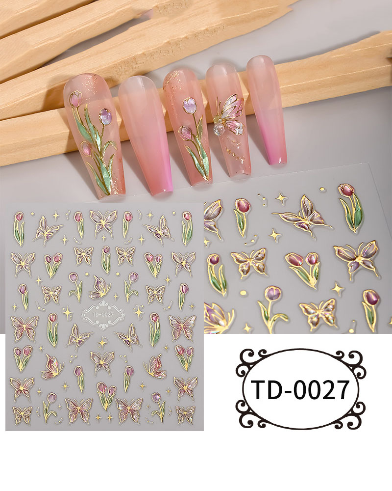 Self Adhesive Nail Stickers Floral Butterfly Design - Image 14