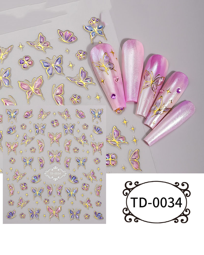 Self Adhesive Nail Stickers Floral Butterfly Design - Image 17