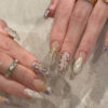 Stylish Lace Purple Flower Nails Bulk