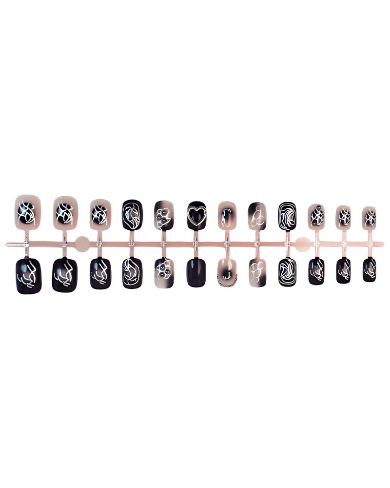 Alternative view of Gothic Short Black Glue on Nails for Men